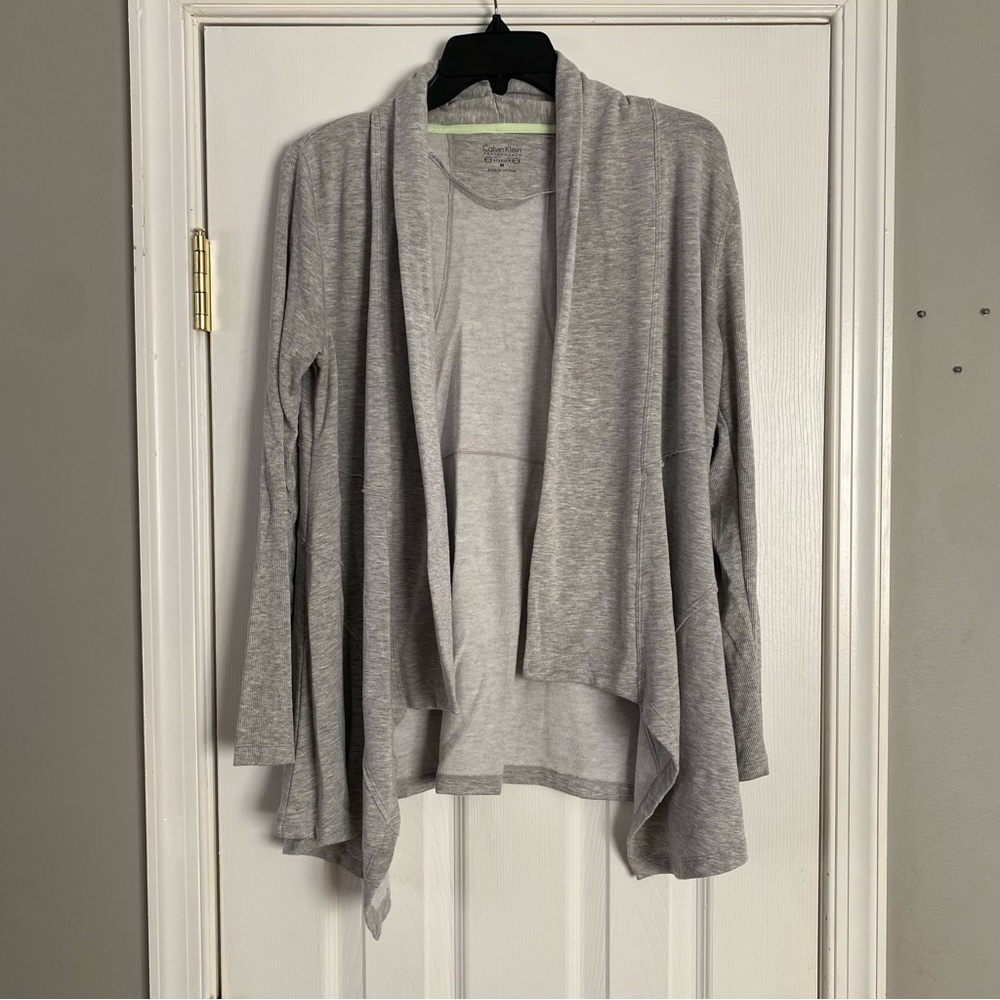 Calvin Klein Performance Women’s Draped Cardigan Stretch Heathered Gray Medium